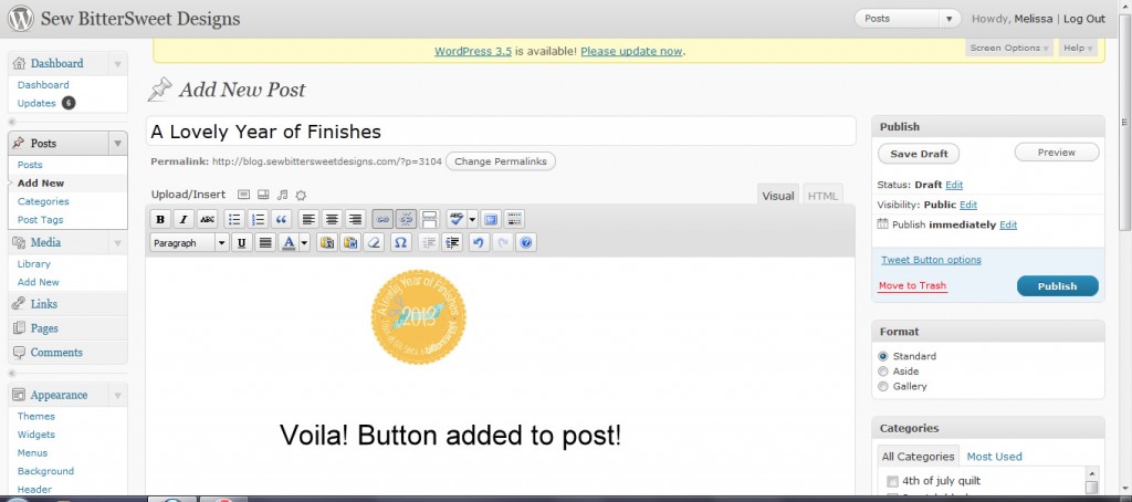 Voila! Button Inserted!