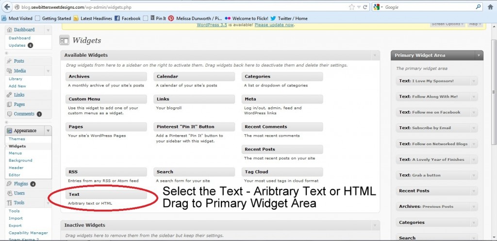 Drag Text Box to Sidebar